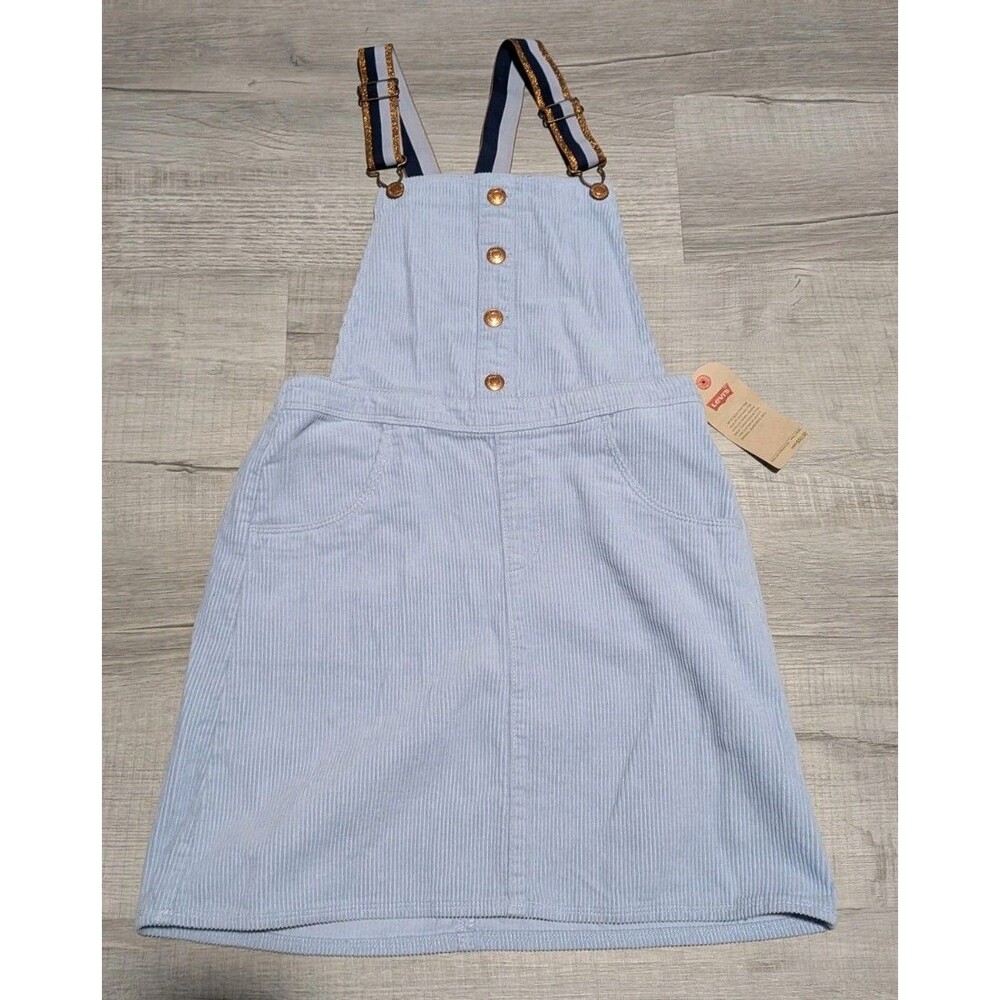 Levi's Jumper Dress Girls Sz XL Blue Corduroy Button-Front Adjustable Straps NWT